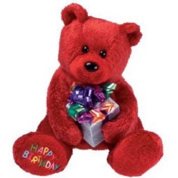 TY Beanie Baby - HAPPY BIRTHDAY the Bear ( Red - w/ Present ) (7 inch) Plushie - Picture 1 of 6